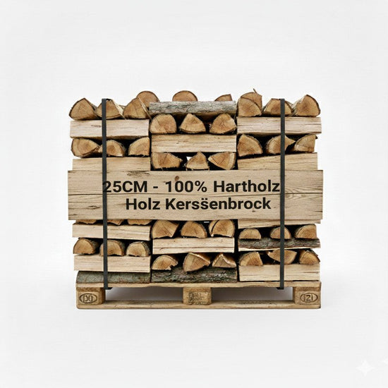 Brennholz 25cm Extra Trocken 1,8 RM Palette – 100% Hartholz Ofenfertig & Gestapelt