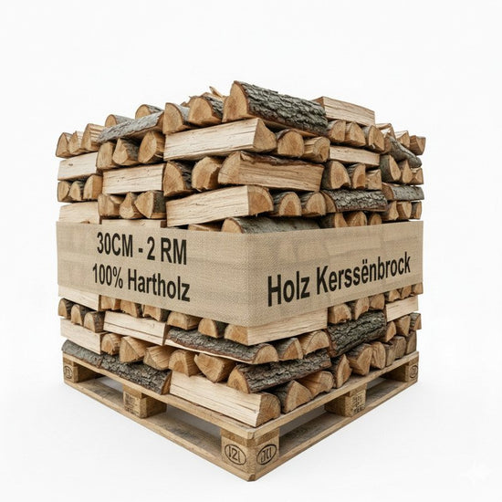 Brennholz 30cm 100% Hartholz 2 RM Palette – Premium Kaminholz Ofenfertig