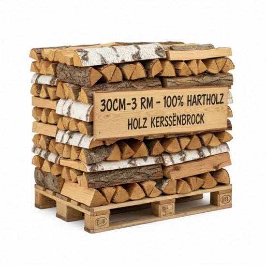Brennholz 30cm Extra Trocken 3 RM Palette – Premium Hartholz Ofenfertig