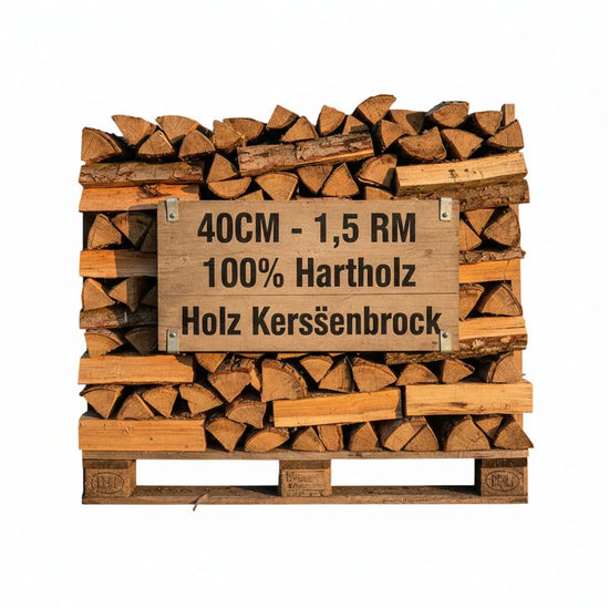 Premium Brennholz 40 cm Hartholz 1,5 RM Palette Kaminholz Buche Eiche