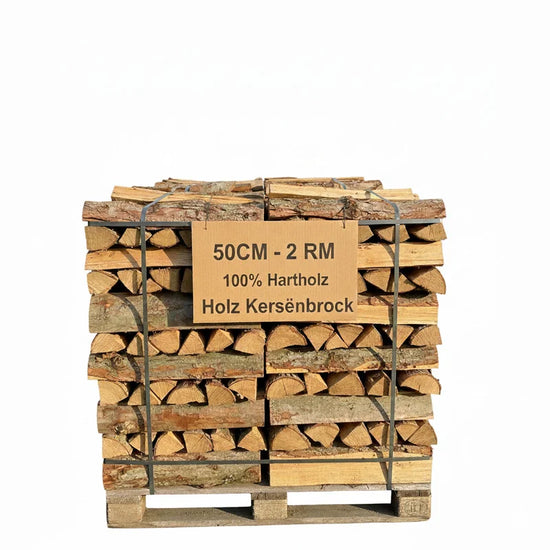 Premium Brennholz 50 cm Hartholz 2 RM Palette Kaminholz Buche Eiche