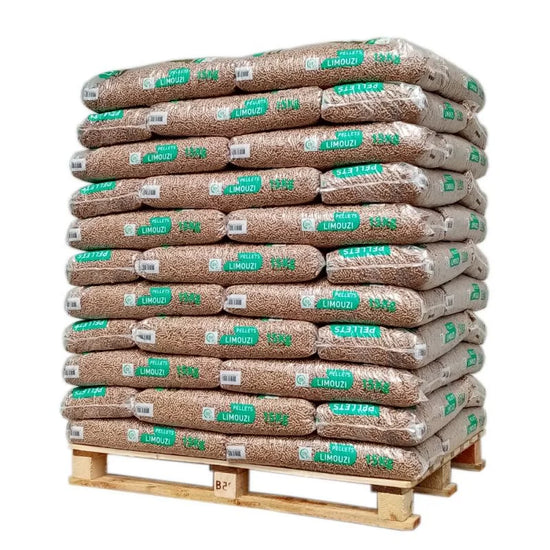 Limouzi Premium Holzpellets 990kg Palette – 66 Säcke à 15kg DINplus ENplus A1