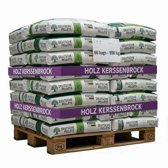 Deutsche Pellets 990kg Palette – 66 Säcke à 15kg Premium Holzpellets 6mm