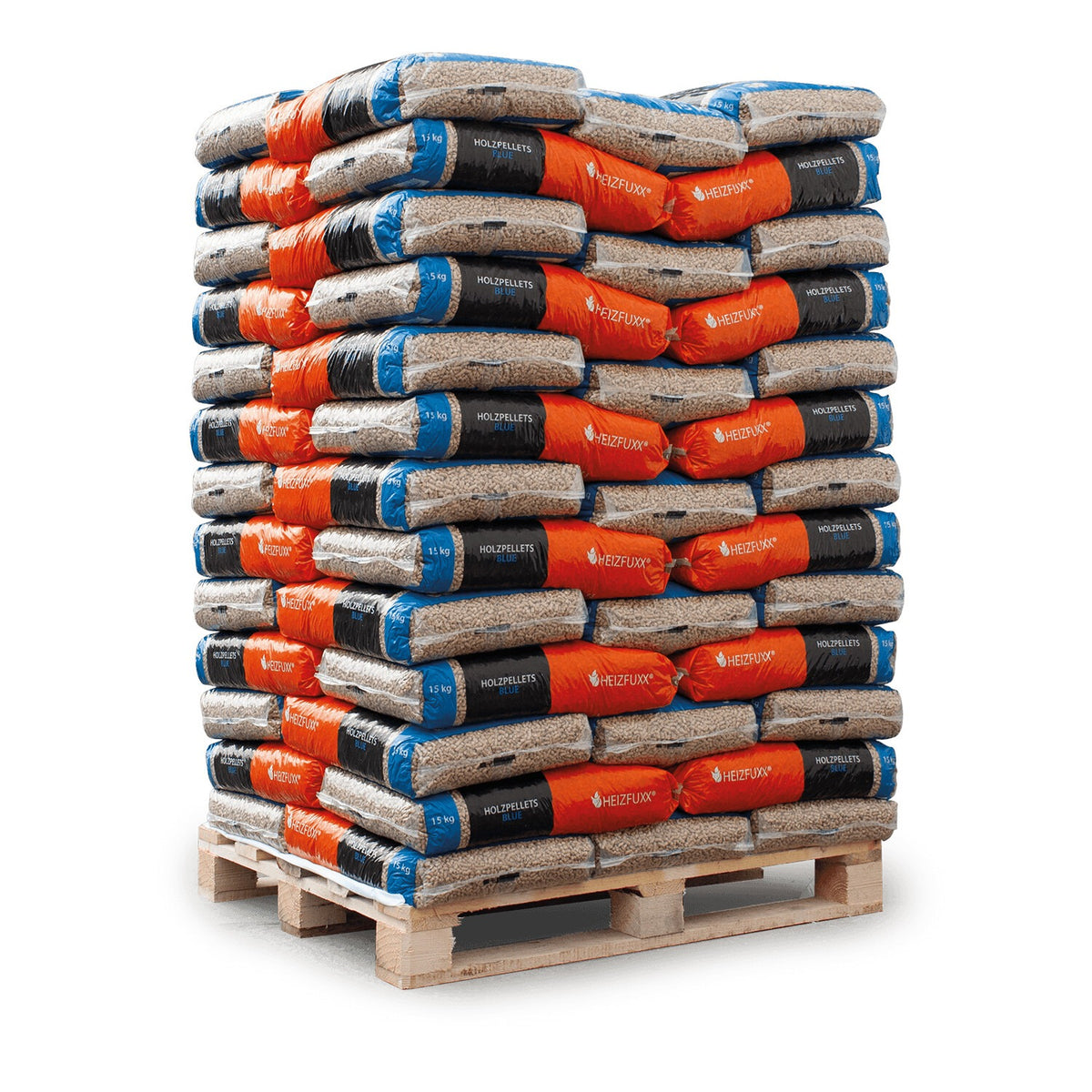 Heizfuxx Holzpellets Blue 65 x 15 kg Palette (975 kg) – ENplus A1 Premium Pellets