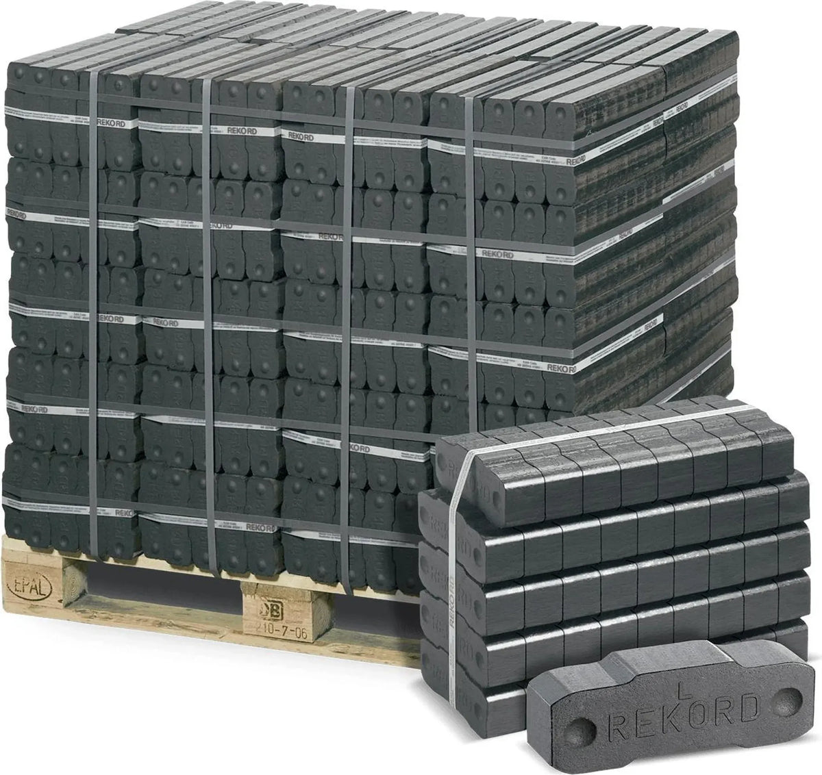 REKORD Braunkohlebriketts 25 kg – 40 Gebinde (1000 kg Palette)