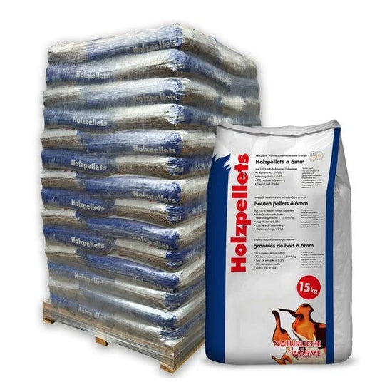 Holzpellets 1050kg Palette – 70 Säcke à 15kg DIN Plus zertifiziert 6mm